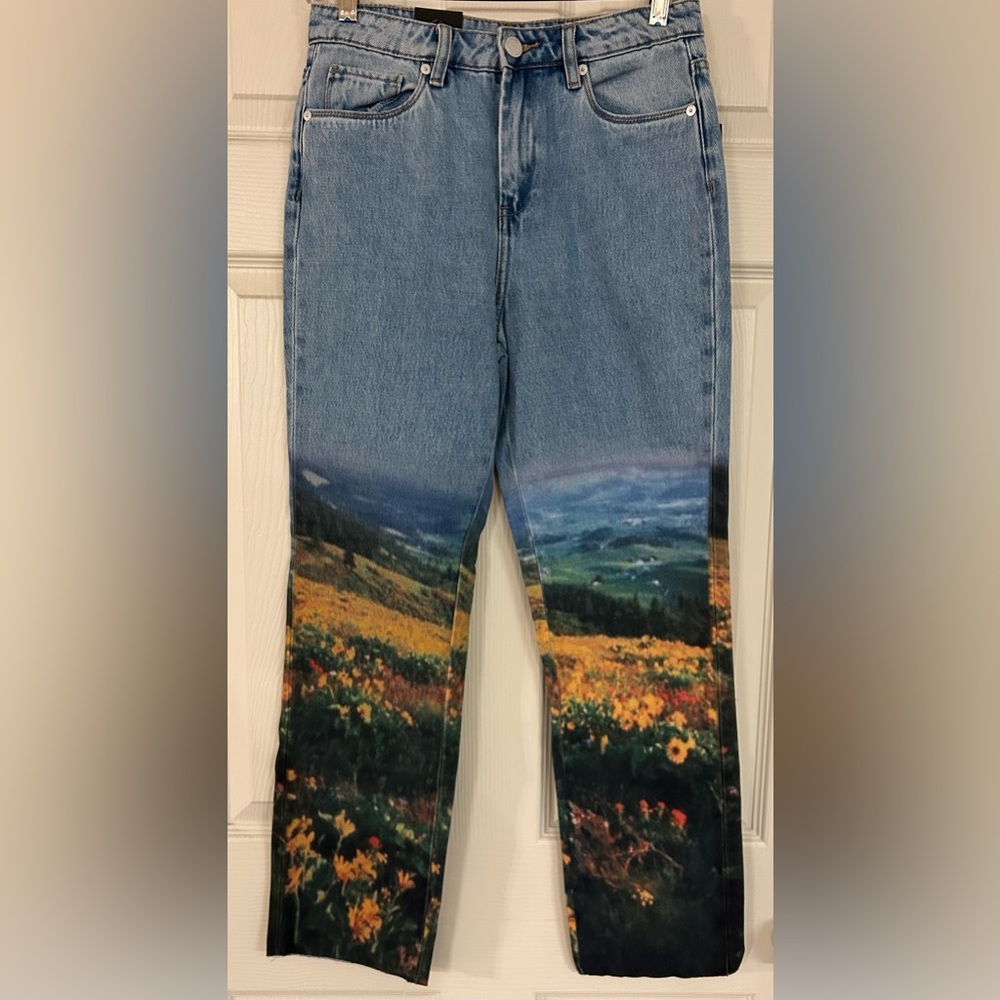 NWT Blank NYC WMNS 26 Madison High-Rise Crop Jeans Floral Scenic Throwback Artsy
